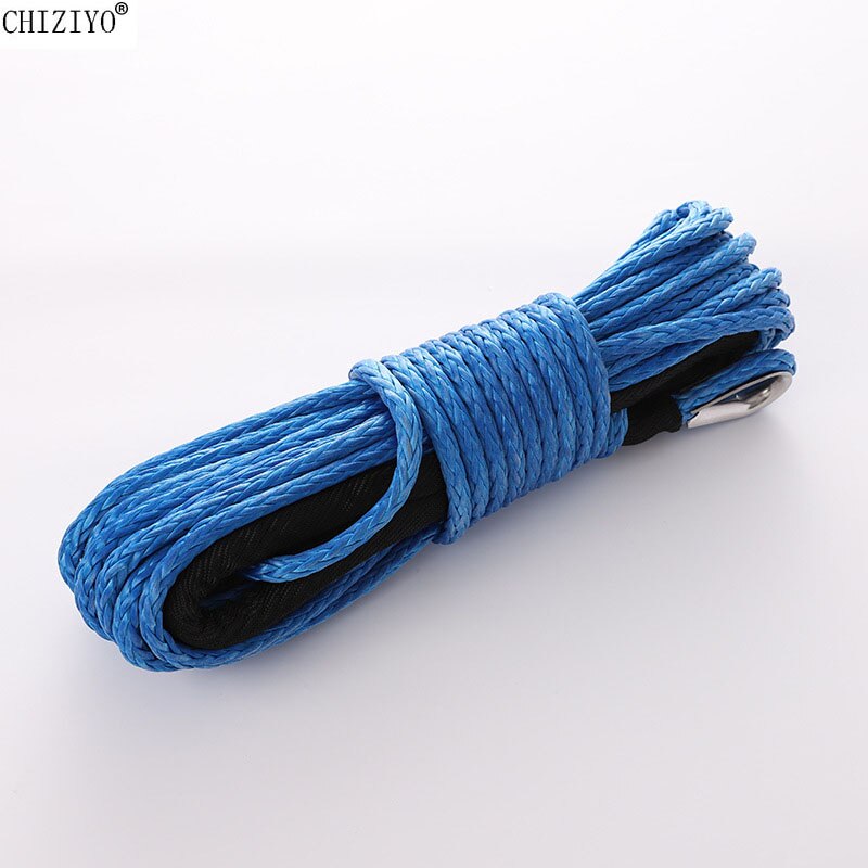 15m 5mm/6mm Rescue Tow Rope Towing Winch Cable Rope String Line Synthetic Fiber 5500lbs/7700lbs for ATV UTV Car SUV