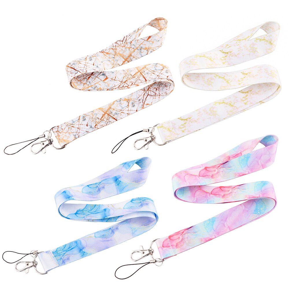 CB608 Marble Printing Neck Strap Keychain Lanyard For Keys Women ID Badge Holder Keycord DIY Hanging Rope Cell Phone Accessories