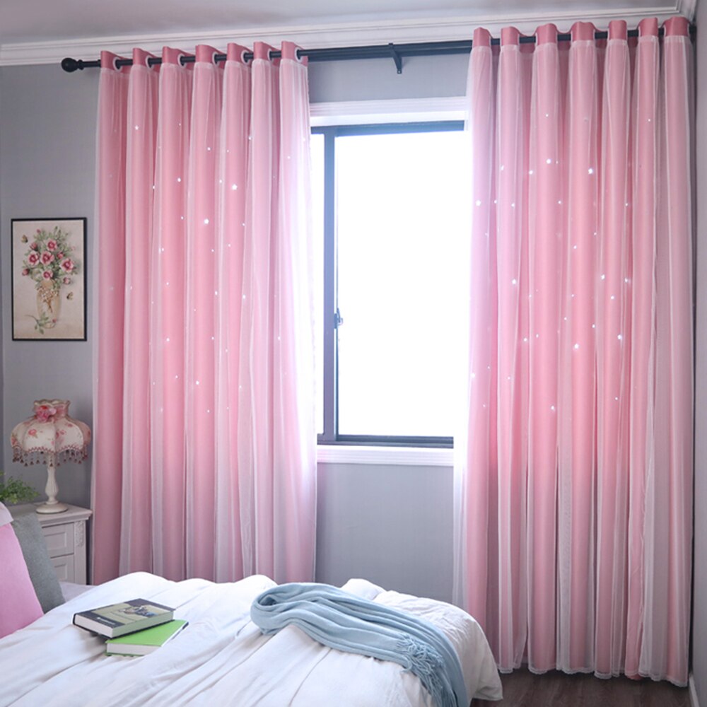 1Panel Window Curtain Hollowed Out Stars Shading Curtain Drape Purdah for Home Living Room Bedroom Curtains for Living Room
