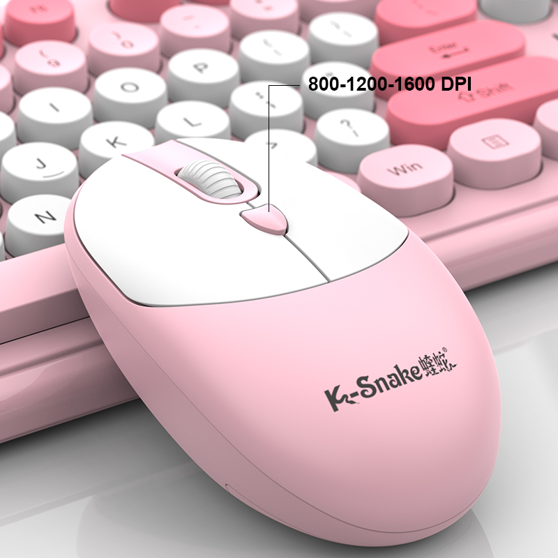 K-Snake WK200 Wireless Keyboard Mouse Set Cute Punk Keycap USB Wireless Business Keyboard Mouse Set Laptop Typing Office
