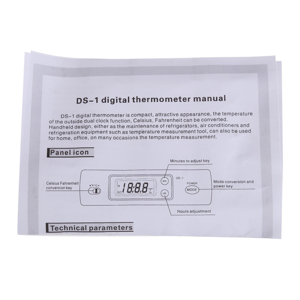 Interior/exterior reloj con termómetro Digital de dos vías de Temperatura coche casa refrigerador para oficina Temperatura medidor negro Mini DS-1