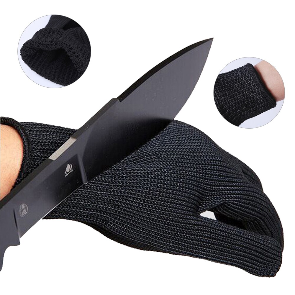 Black Metal Anti-Cut Gloves Level 5 Stainless Steel Wire Safety Kitchen Butcher Working Gloves Cut Fish Meat Protection Fingers