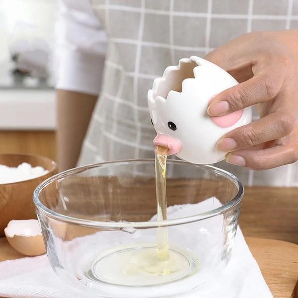 Separador de huevos de cerámica de dibujos animados para pollito, separador de yema de huevo blanco, filtro de líquido de huevo , utensilios para hornear, soporte para huevos, suministro de cocina