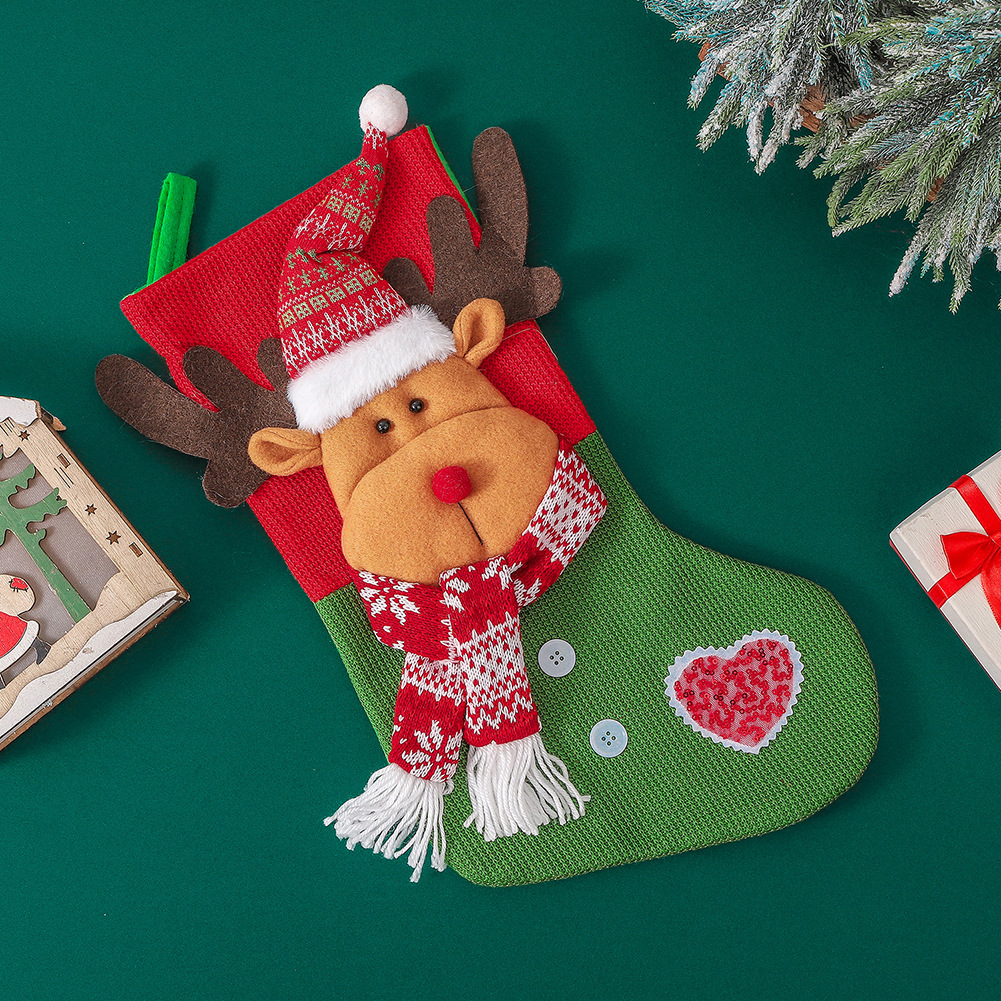 Paw Shaped Christmas Decorations For Home Stockings Cute Xmas Tree Ornament Decor with Bow Tie Year Sock Year 2024: Dark Khaki