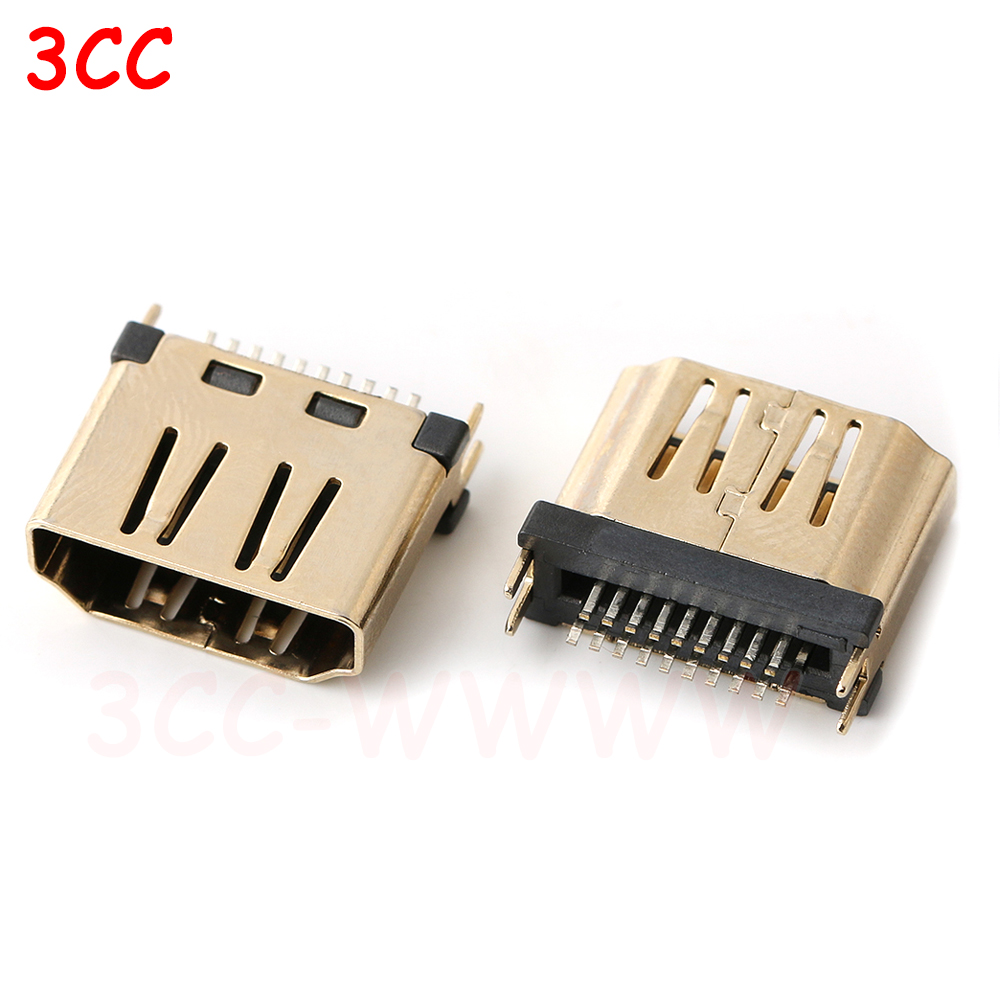 5pcs HDMI HD Interface Connector SMD 19 Pin 19P 20P Vertical HDMI Male Female Plug Socket Surface Mound PCB Receptacle Repair: Gold