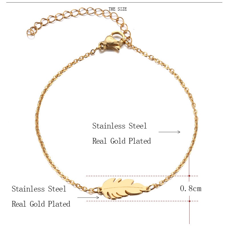 V -252 rustfrit stål armbånd til kvinder fjer mand guld og rosa guld farve pulseira feminina elskers forlovelses smykker