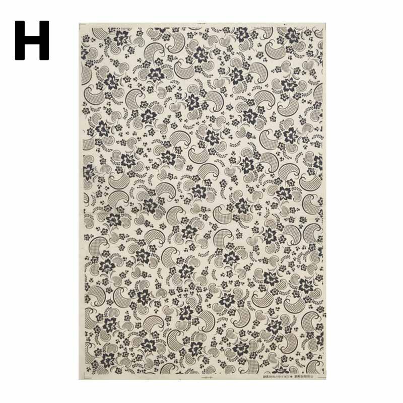 Keramikk Overføringspapir 53x37cm - Svart Glasur Blomst Dekal Høy Temperatur: H