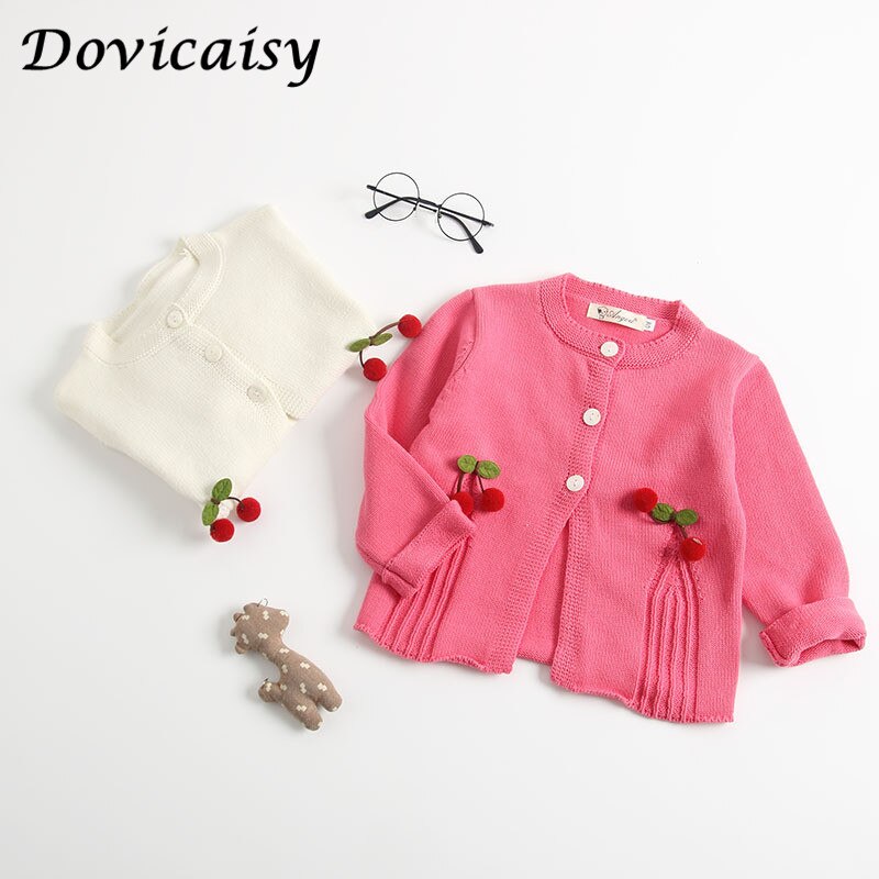 Cárdigan tejido para bebé niña invierno cálido recién nacido sudaderas infantiles cereza manga larga con capucha chaqueta niños ropa trajes