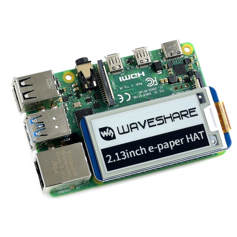 Waveshare 2.13 tommer e-papir hat  ,250 x 122,2.13 tommer e-blæk display til raspberrypi 2b/3b/ nul / nul spi understøtter