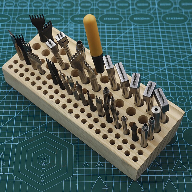 46/98 löcher Kiefer Holz Handwerk Gestell Stehen DIY Carving Stanzen Werkzeuge Halfter Organizer Speicherung Leder Werkzeug Lagerung Holz Kasten