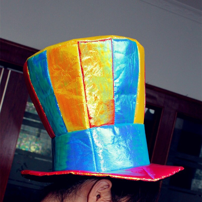 Sombrero divertido con estampado de rayas de Mago para hombre y mujer, gorro de payaso para de Halloween, con costura de Color, Unisex