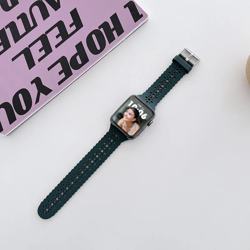 Siliconen bandjes voor Apple Watch 44 mm 40 mm 38 mm 42 mm Ultra 2 49 mm sportarmband iwatch serie 9 7 8 6 Se 5 4 3 41 mm 45 mm band: M / Red black