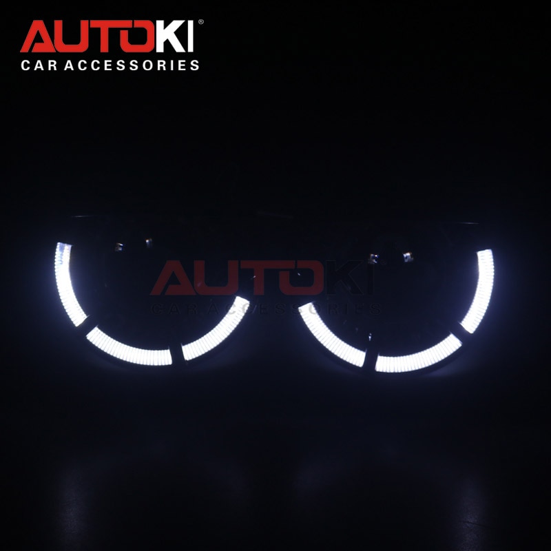 AUTOKI LED angel eyes Polo Sport + metalen Super H1 3.0 inch Bi-xenon Projectoren koplamp lens voor H4 H7 9005 9006