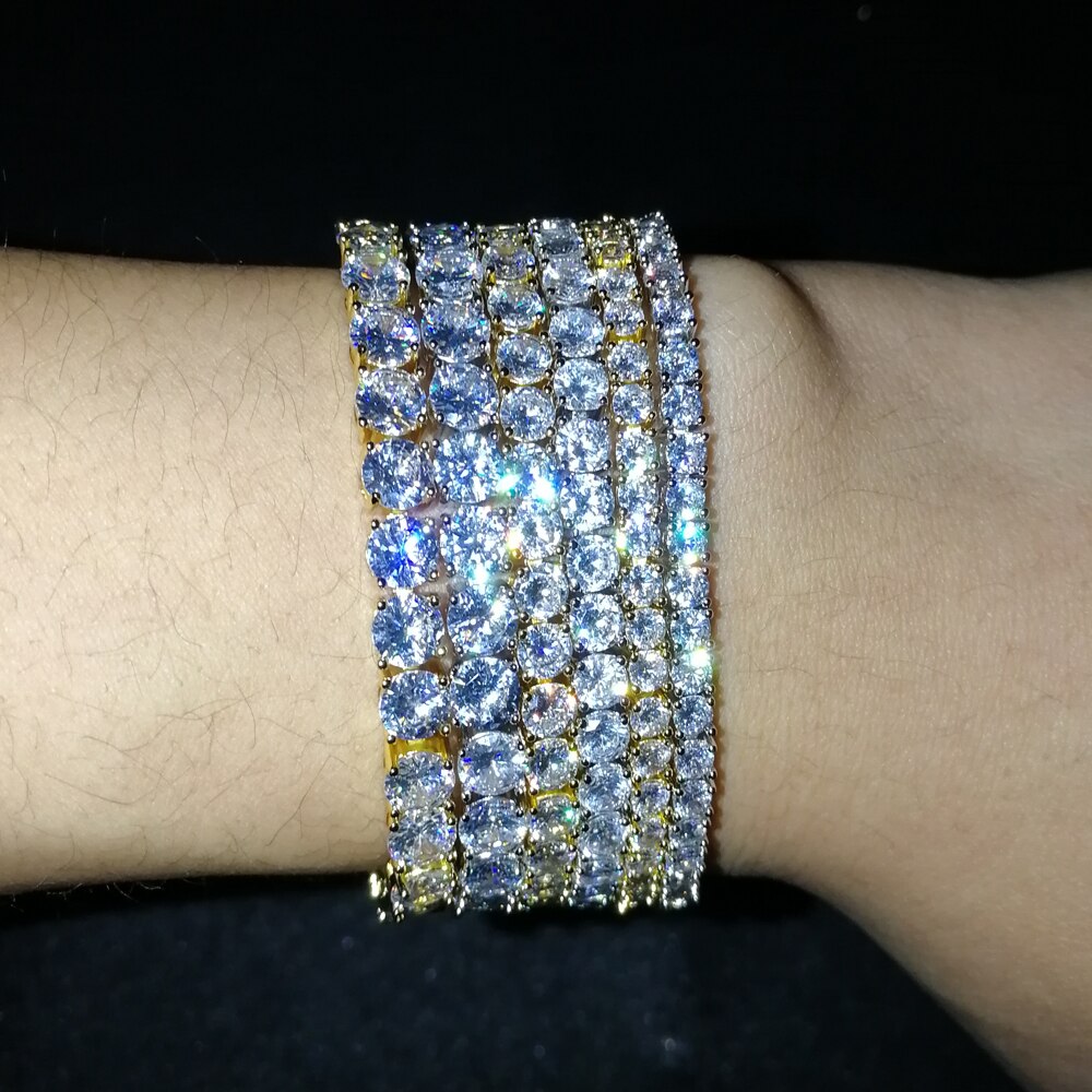 BB106-pulsera de tenis de latón para hombre, joyería de Hip hop, CZ, 3mm, 4mm, 5mm