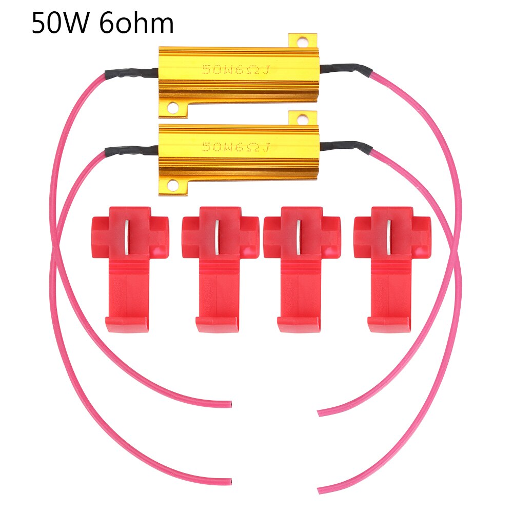 50w 6 ohm belastningsmodstand fix led pære hurtig hyper flash blinklys blink led fejl ledningsmodstand indvendigt kabel