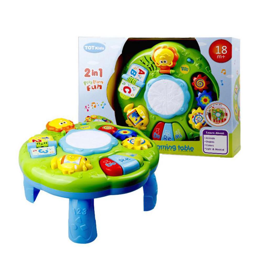 Hobbylane lärande aktivitet bord baby leksaker pedagogiska musikaliska skrivbord leksaker med piano klapp trumma lyser upp: Default Title