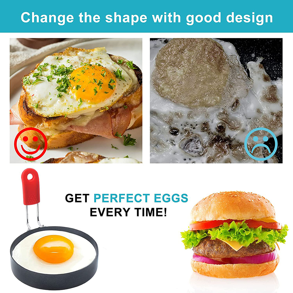 Egg Ring 2.95 Inch Egg Ring with Anti-scald Handle with Oil Brush Nonstick Coating Breakfast Tool for Egg Frying Shaping