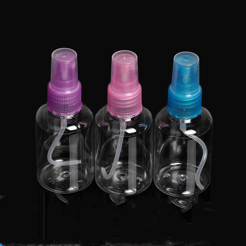 5Pcs 50ml Mini Plastic Transparent Small Empty Spray Bottle For Make Up And Skin Care Refillable Random Color Travel use