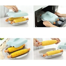 Microwave Corn Cooker Microwavable 2 Corn Steamed Case With Handle Corn Box Cookware Accessory Kitchen Gadget