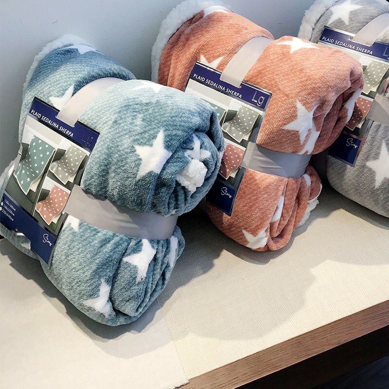 Winter Double-sided Thickened Edelweiss Duvet Cover Cute Cartoon Baby Duvet Cover Sofa Cover Blanket AB Flannel Cover Blanket