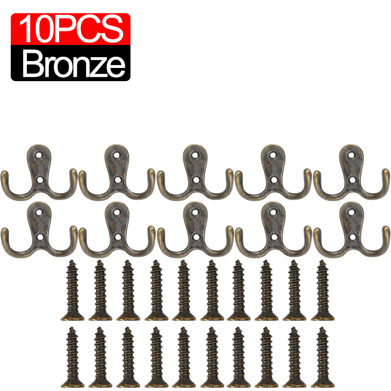 10/2pcs Coat Hooks Wall-Mounted 2 Hole Towel Hanger For Coats Hat Clothing Home Storage Hook Wall Hook Towel Hanger for Hardware