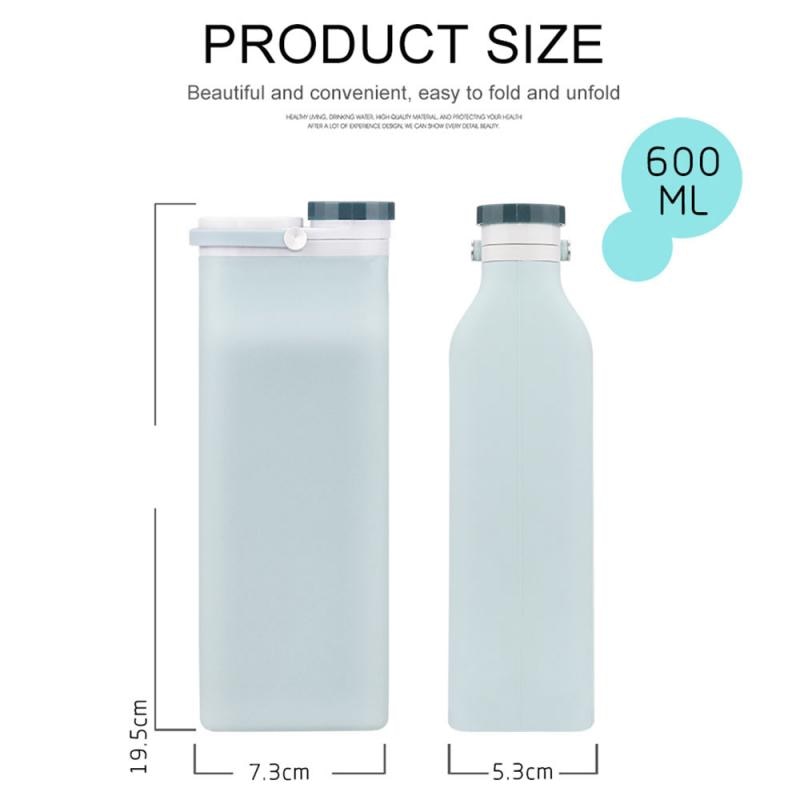 600 Ml Opvouwbare Siliconen Melk Fles Reizen Sport Draagbare Water Fles Pot Outdoor Sport Plastic Waterfles 3 Kleuren