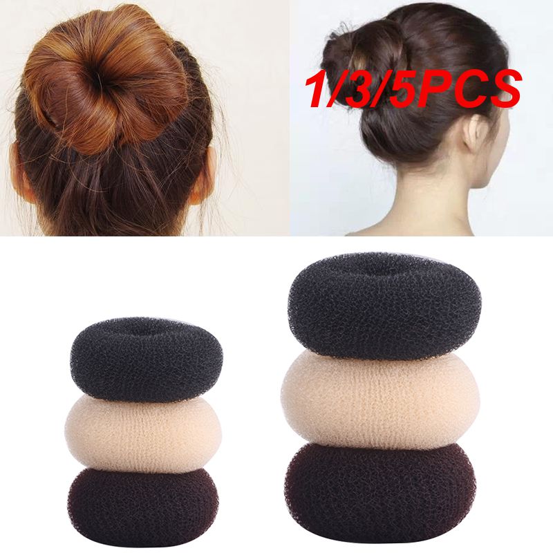 Bolsa para hacer moños para el cabello para mujer, accesorios para el cabello, horquilla, trenzas de estilismo, color negro, marrón y marfil, 1/3/5 piezas M