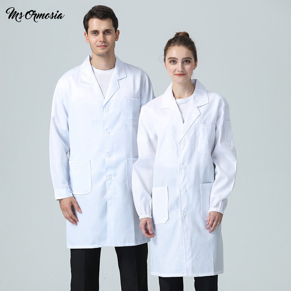 Neue Baumwolle einfarbig männer Pflege Mantel Labor Uniform Zahn Gesundheit Arbeitskleidung Einheitliche M-4XL Neue Langarm Weiß Haustier Einkaufen Mantel