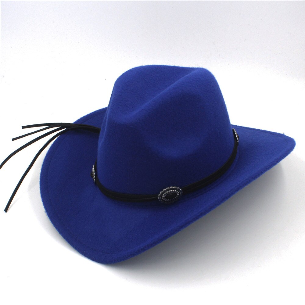 Uld barn kids western cowboy hat til dreng pige cowgirl jazz kirke kasket med læder toca sombrero kasket 4-9 år