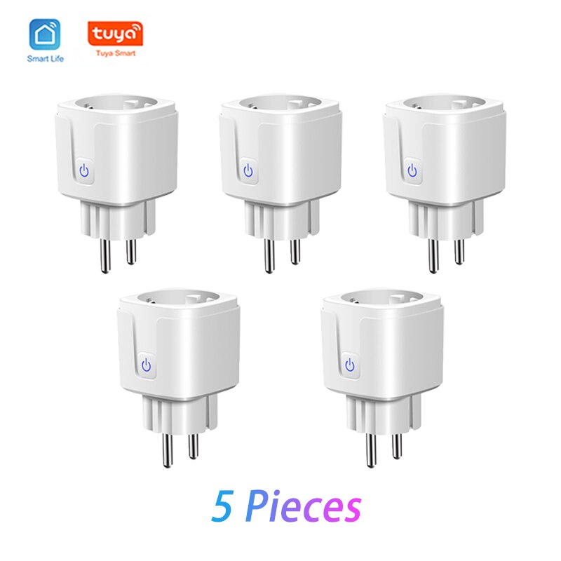 EU Standard Smart Plug WiFi Socket 16A Power Monitor Timing Function Tuya Smart Life Works With Alexa Google Home Smart Home: 5 pieces