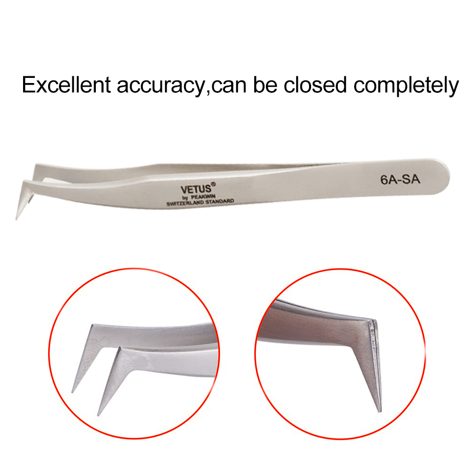 VETUS Stainless Steel Tweezers High Precision set Eyelash Extension 3d Eyelashes Extensions Vetus Tweezer Tools Pincet