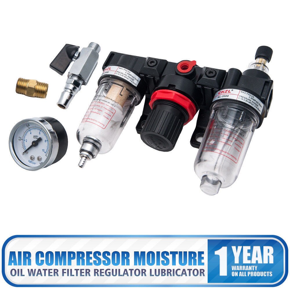 Pressure Reducer Pressure Regulator Compressed Air Maintenance Unit Water Separator Oiler 1/4 "