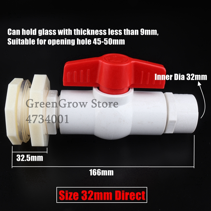 1pc 20 25 32mm 1/2"~1" PVC Water Tank Connectors Aquarium Fish Tank Drainage Intake/Drain Composite Joint ABS Connector DIY Tool: Size 32mm Direct