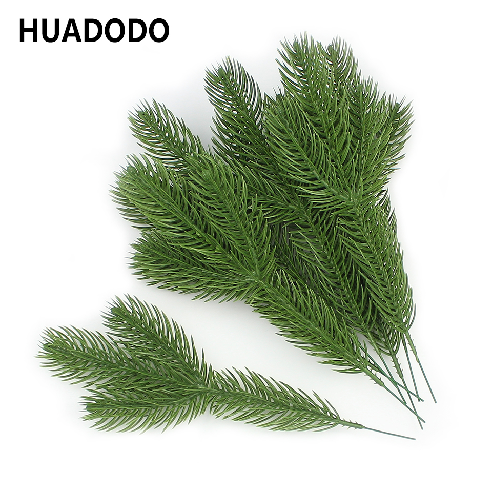 HUADODO 10 stuks Kunstmatige Pine Takken Nep Planten kunstbloemen Kerstboom voor Xmas Ornamenten Decoraties