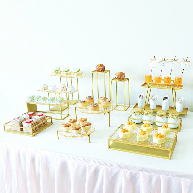 Luxe Metalen Cake Stand Gouden Bruiloft Snack Plaat Dessertbord Set Dienblad Verjaardag Ondersteuning Gateau Keuken Benodigdheden 50