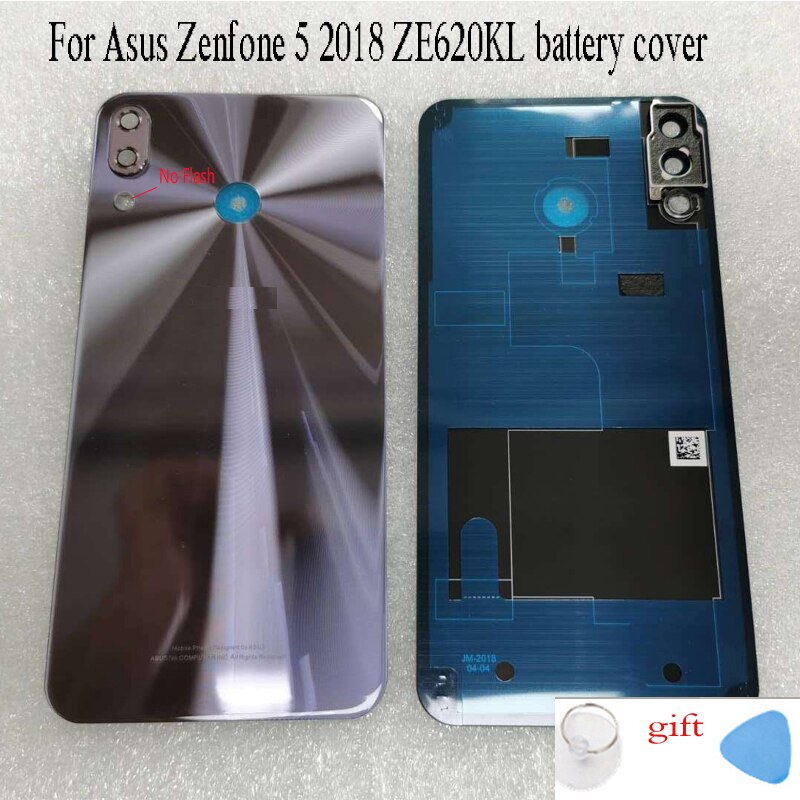 Carcaça traseira para asus zenfone 5 2018 gamme ze620kl 5z zs620kl x00qd z01rd parte traseira do reparo da capa da bateria com lente e cola