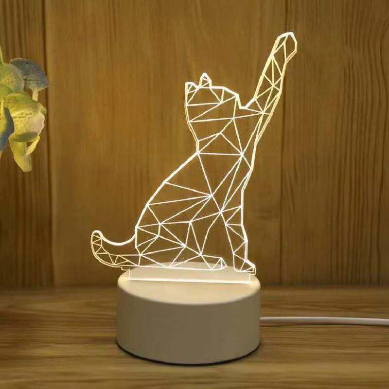 Växla 3d nattljus ledde lampsmart hem färgglada nattlampa sovrum nattduks elektronisk nattlampa: Katt