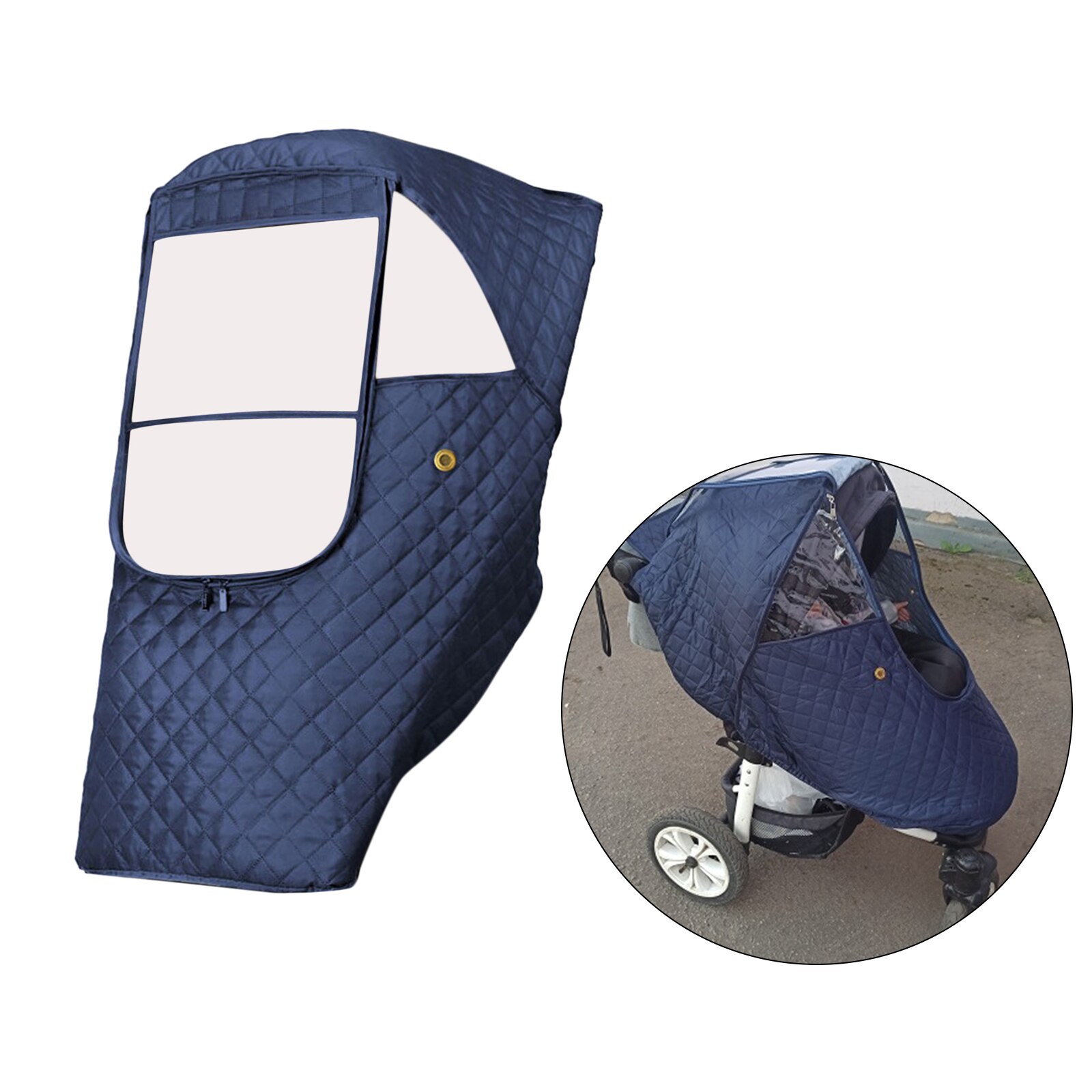 Universal Warm Stroller Rain Cover Windproof Protect from Rain Snow Raincoat for Pram Travel-Friendly: navy