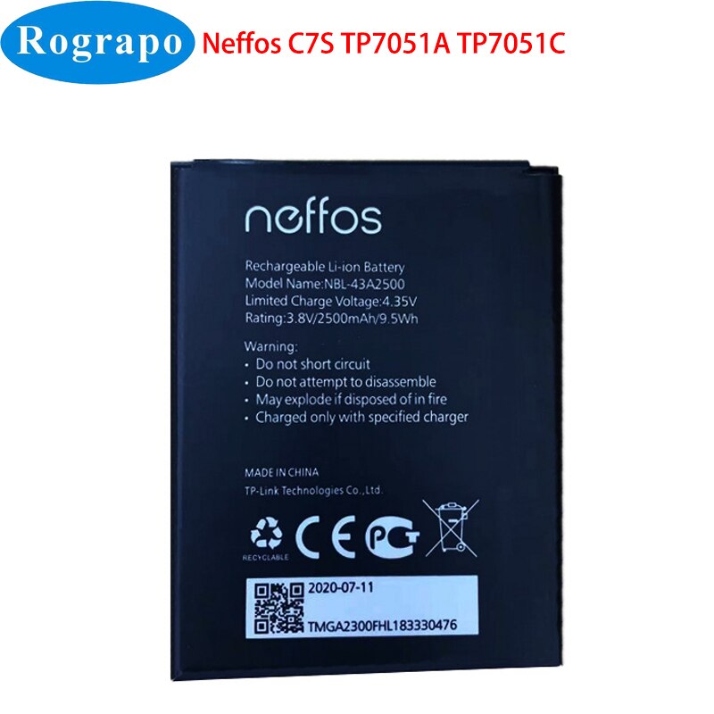 NBL-35B3000 NBL-40A2920 NBL-38A2500 NBL-38A2250 Phone Battery For TP-LINK Neffos X9 C7 Y7 C9 C9A C7S X20 Pro X1 Lite Max C5S: Neffos C7S TP7051A