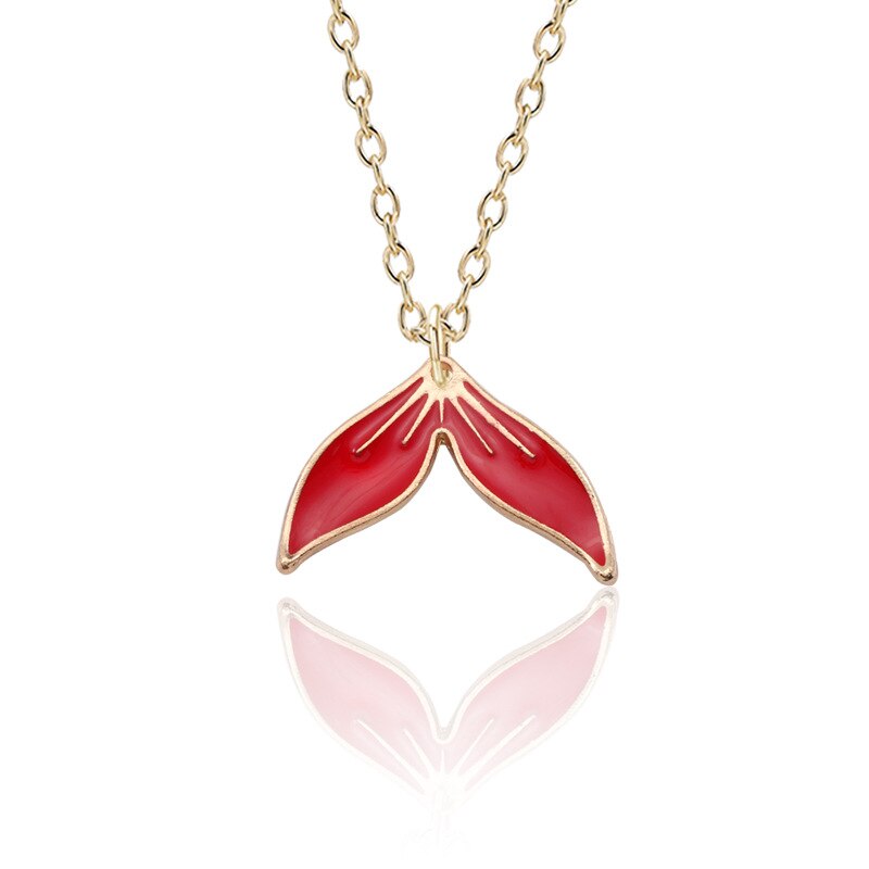 Delfin svans hänge choker halsband för kvinnor män smycken halsband 19334: Röd