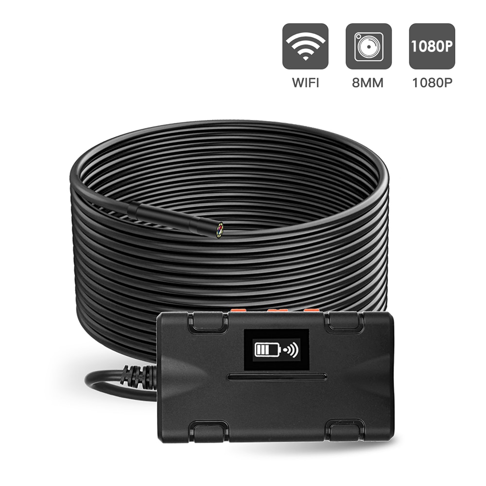 Endoscopio Industrial WiFi inspección por boroscopio cámara de alta definición 1080P 8mm de diámetro lente integrada 8 Uds LED ajustables IP67