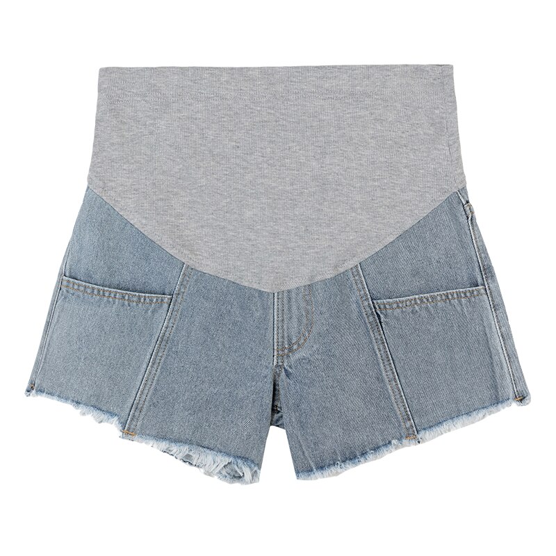 Sommer fødselspermisjon korte jeans bomull mage loos uformelt shorts lommer bunner til graviditet kvinner gravid denim jean