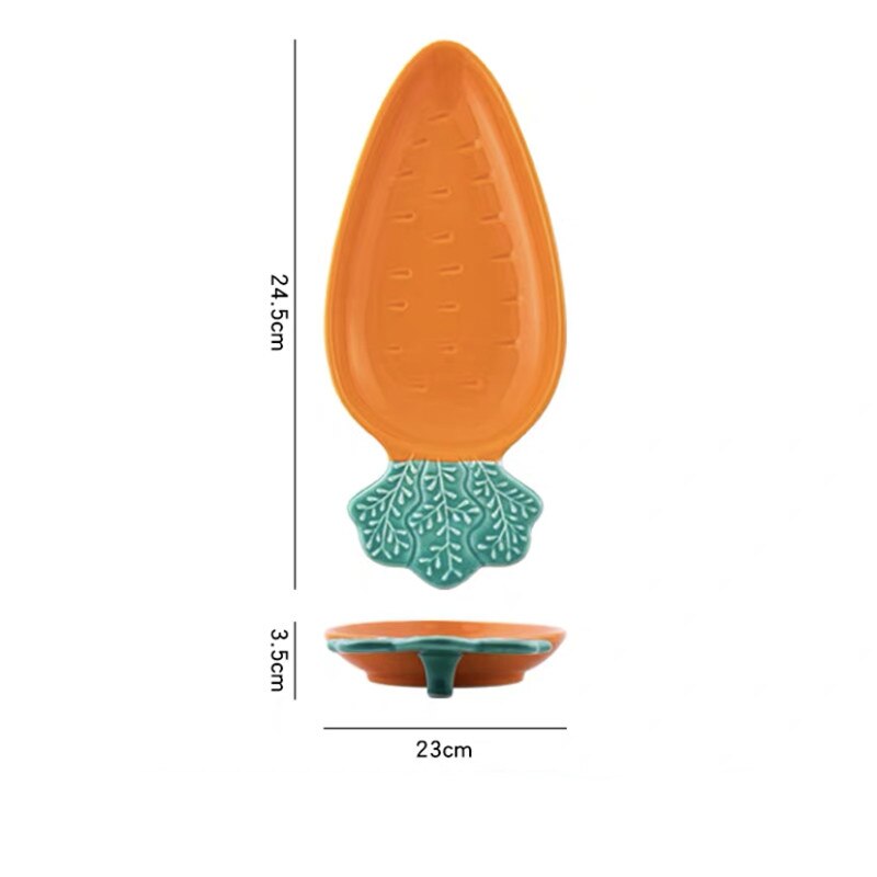 Vajilla de cerámica creativa de estilo nórdico, plato de cena con forma de Cactus y zanahoria, tazón de desayuno, plato de aperitivos para el hogar, plato de ensalada de fruta: Carrot Plate