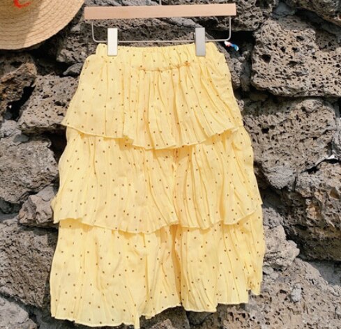 Mädchen röcke Frühling Punkt gedruckt Chiffon kuchen röcke Baby mädchen 3 farben plissee Felsen