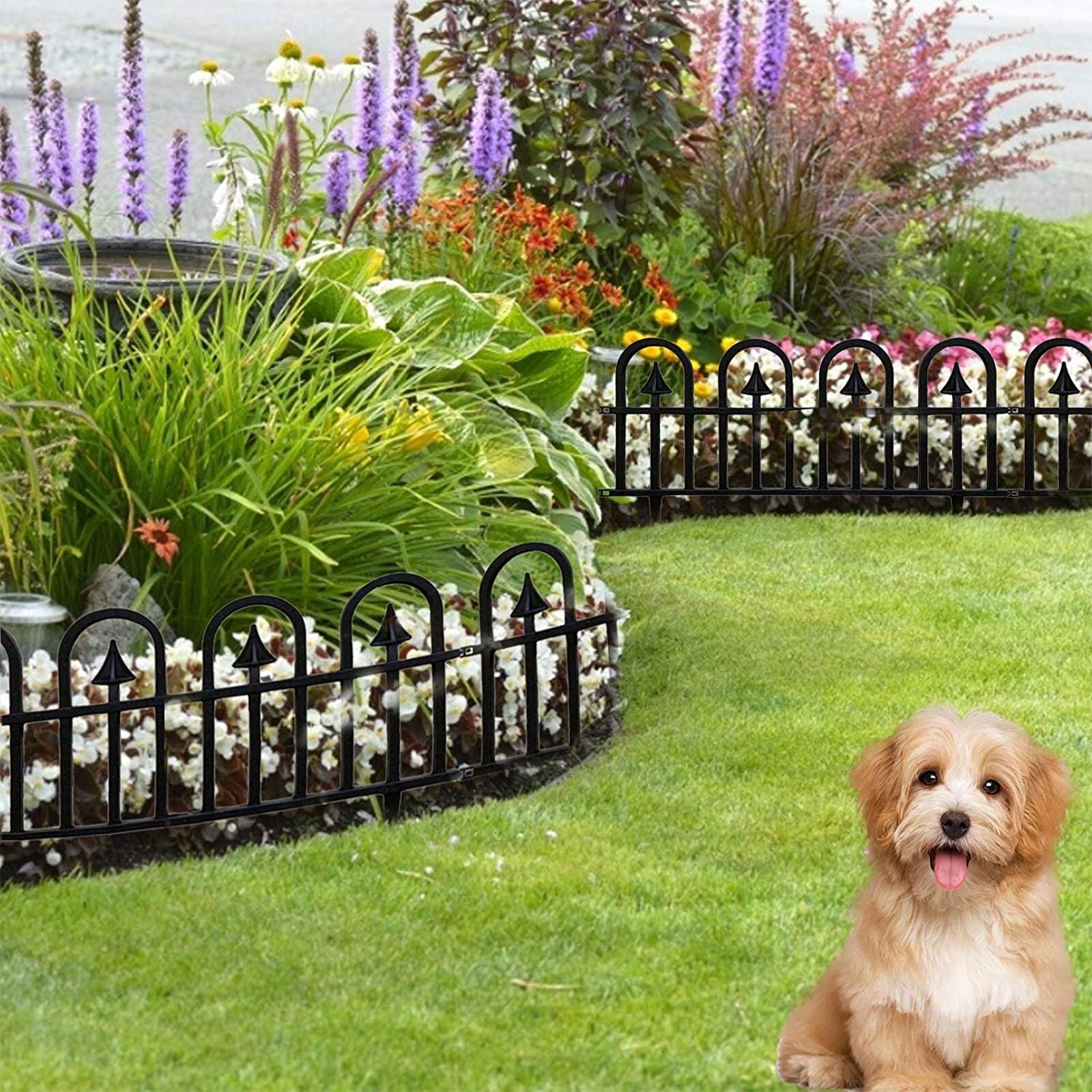 5 PCs Insert Type Plastic Garden Fence with Buckle European Style Removable Flower Bed Fencing Barrier