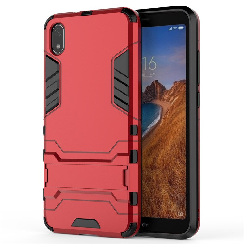 Case for Xiaomi Redmi 7A Case for Redmi 7A Robot Armor Rubber Bumper Shockproof Hard Phone Cover Stand Holder: red phone case