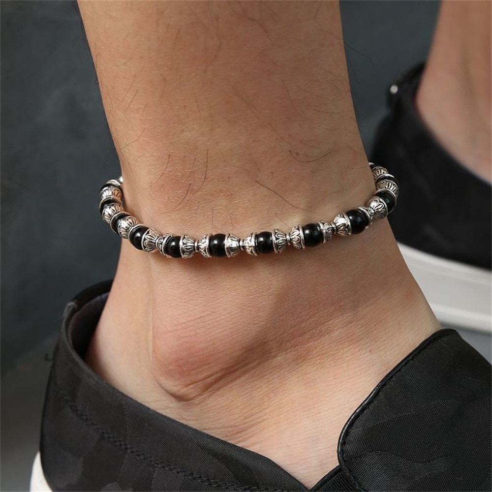 Beaded Ankle Bracelet Men Feet Jewelry Accessories Adjustable Length Lleg Bracelet Male Anklets