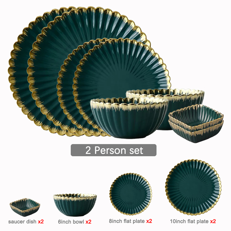 Green tableware set plate food plate salad soup bowl plate bowl set leaf plate dinner plate sets dinnerware set plates dishes