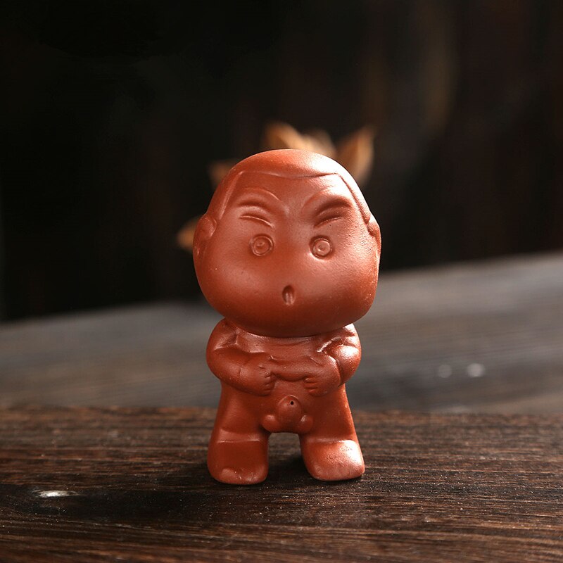 6pcs/lot pee doll Chinese yixing zisha purple clay tea pet home decoration on tea tray lovely pee boy tea play on sales in China