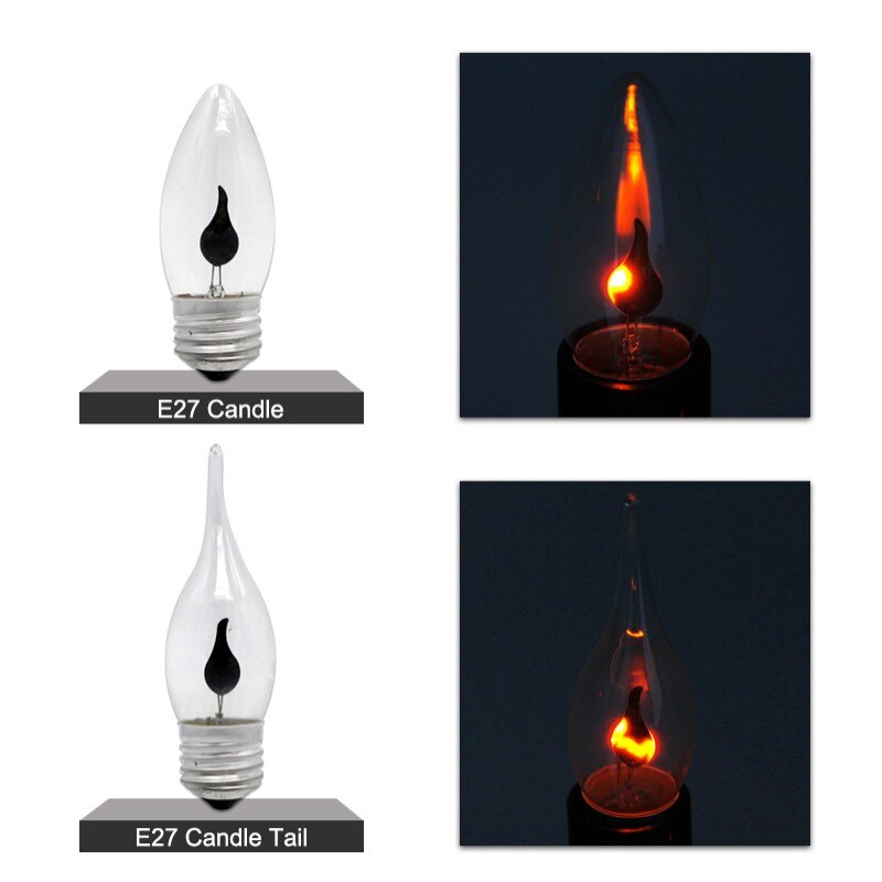 E14 e27 led pære edison flimmer flamme led stearinlys ildbelysning vintage 3w ac220v 240v retro indretning energisparelampe